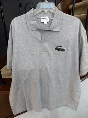 XXL Lacoste Men's Light Gray Polo Loose fit with Crocodile Patch shirt